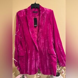 Nasty gal blazer in Fuschia crush velvet size 10
